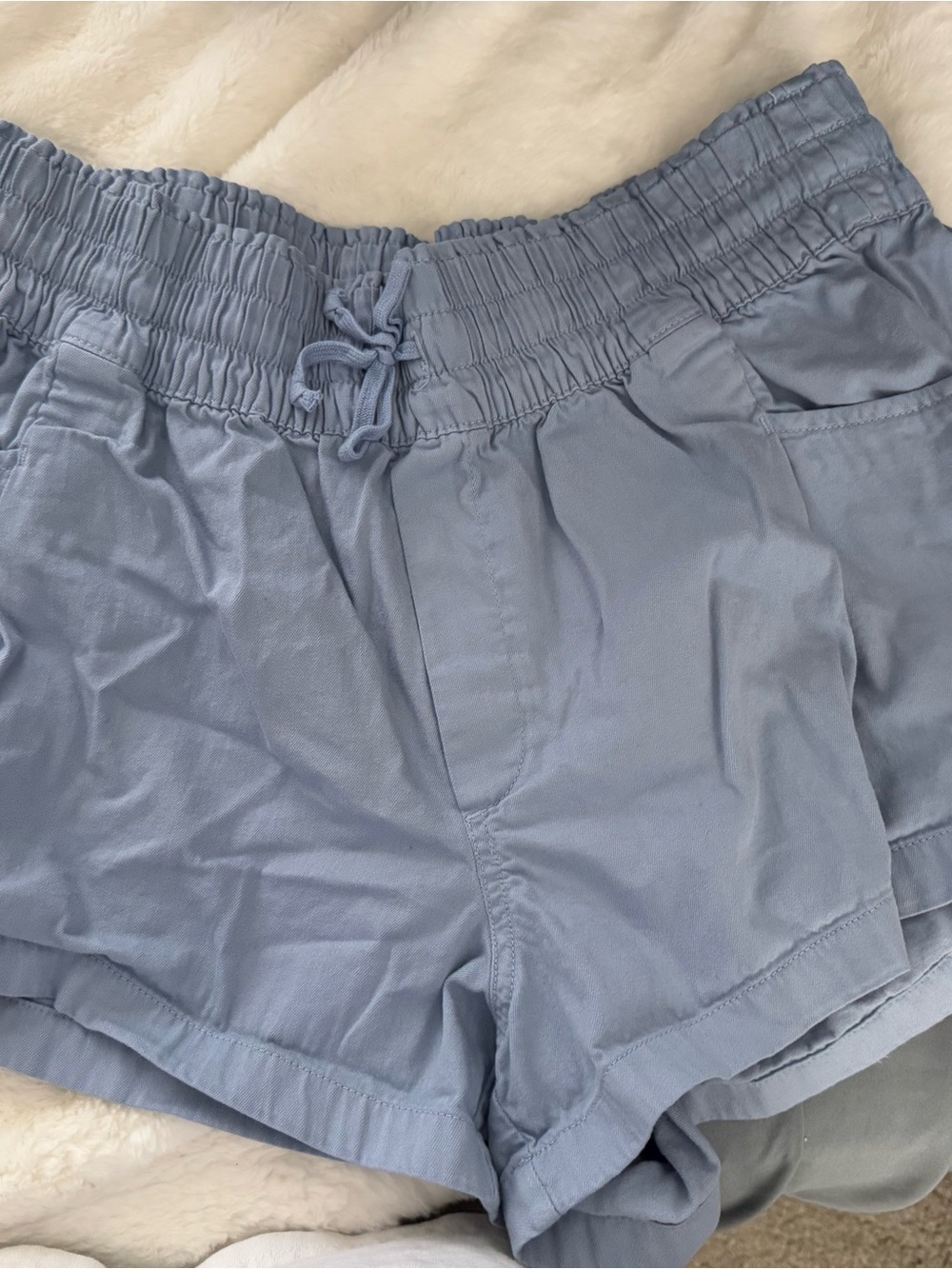 aerie Dusty Blue Elastic-Waist Drawstring Shorts